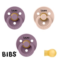 BIBS Colour Sutter med navn str2, 2 Mauve, 1 Blush, Runde latex